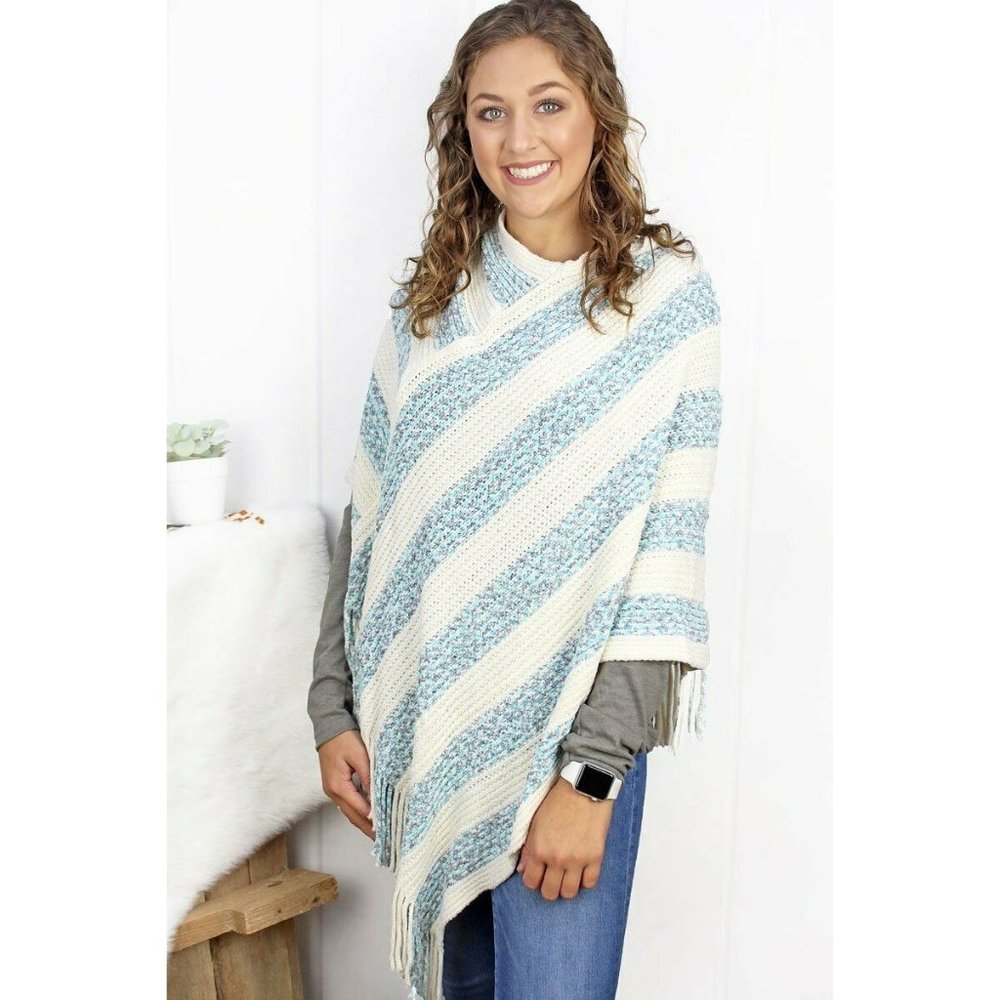 Woman's Poncho LIB New York & White Stripes South